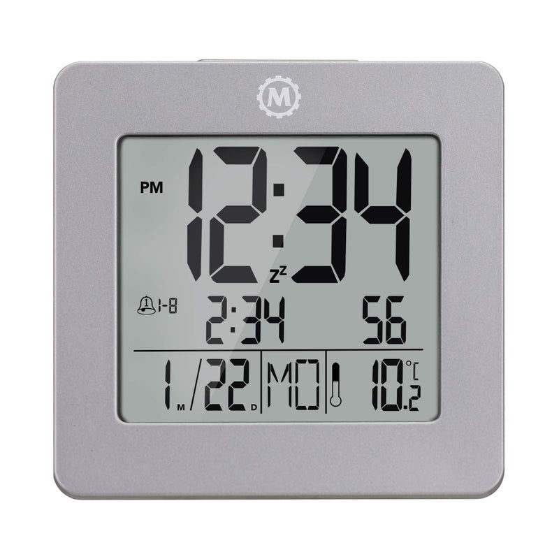 MARATHON Digital Desktop Clock, Graphite Gray - Easy-to-Read 3.5â€ Display with Temperature & Date - Includes Alarm with Snooze & Backlight - Image 1